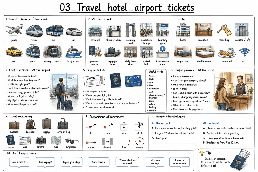 Travel: hotels, airports and tickets lesson preview